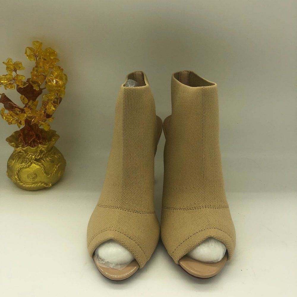 Nude Women's Slingback Peep Toe Stiletto Mid Heel Sandals Ankle Boots